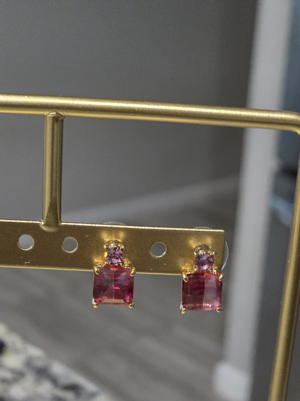 kate spade Gold-Tone Pink Square & Round Crystal Stud Earrings
